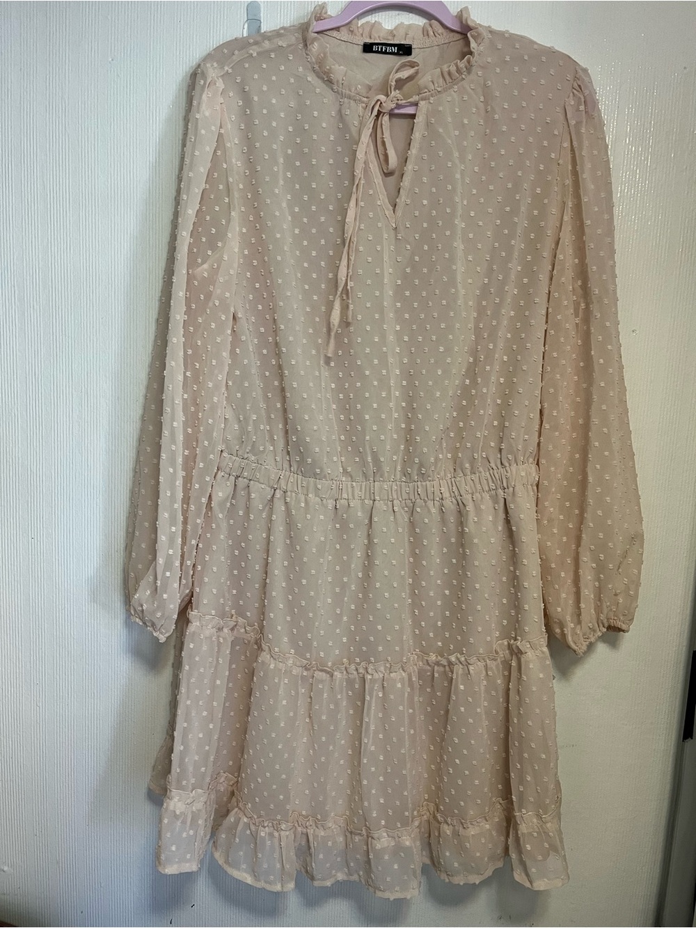 BTFBM Light Pink Long Sleeve Dress Womens Size XL